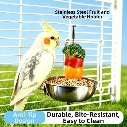 Large Capacity Bird Food Holder Splash-Proof Vegetable Skewer  Small Parrot