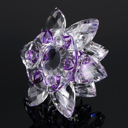 Feng Shui Quartz Crystal Lotus Flower Crafts Glass Paperweight Ornament Figurine
