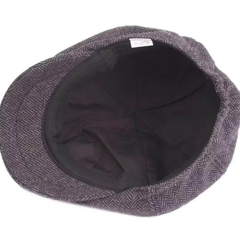 Mens 8 Panels Newsboy Flat Cap Peaky Blinders Baker Boy Golf Driving Beret Hat