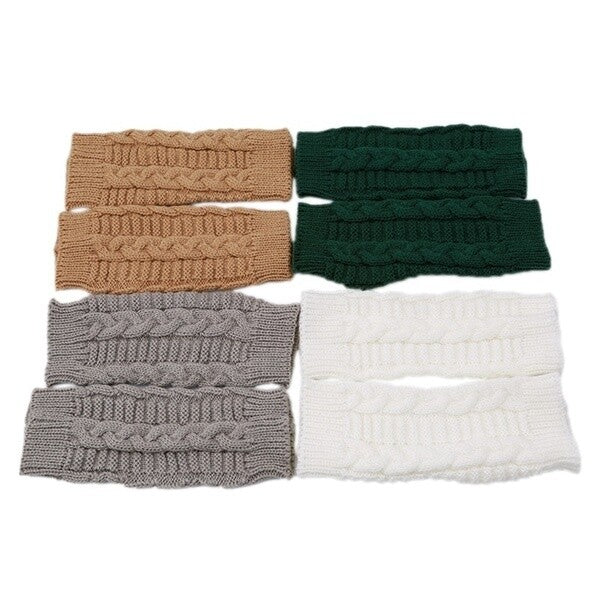 Women Lady Girl Knitted Crochet Short Winter Warmer Braided Arm Fingerless Glove