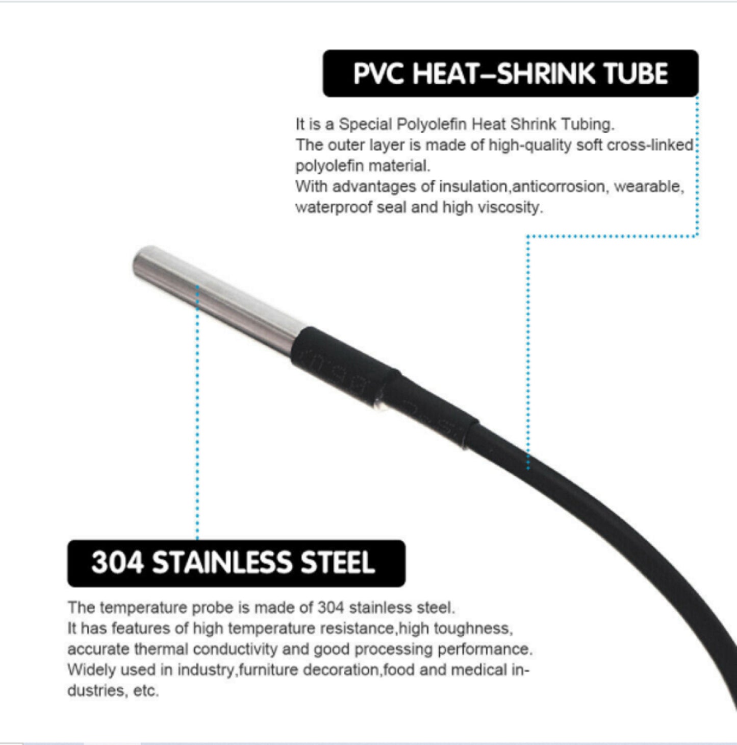 DS18B20 Temperature Temp Sensor Digital Thermal Probe For Arduino  Waterproof
