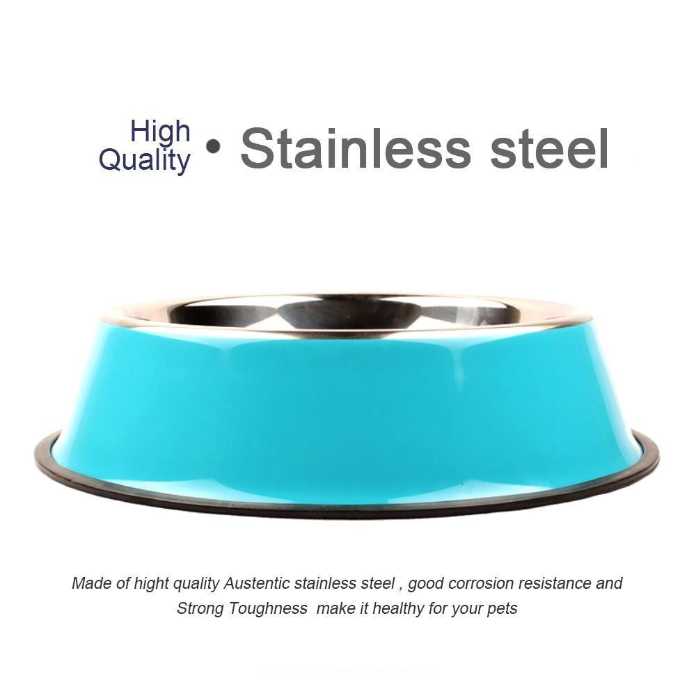 Stainless Steel Pet Bowl Water Food Dish Non Slip Dog Cat Puppy Feeder Bowl AU