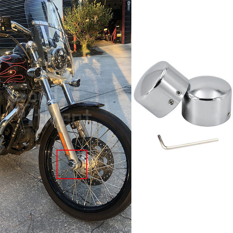 Chrome Front Axle Cap Nut Covers Compatible With Harley Davidson Dyna Heritage