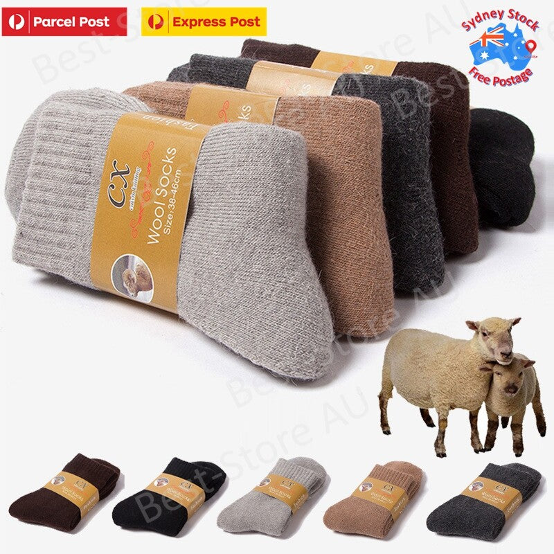 6 Pairs 6-11 AUSTRALIAN MERINO WOOL THERMAL HEAVY DUTY EXTRA THICK WORK SOCKS