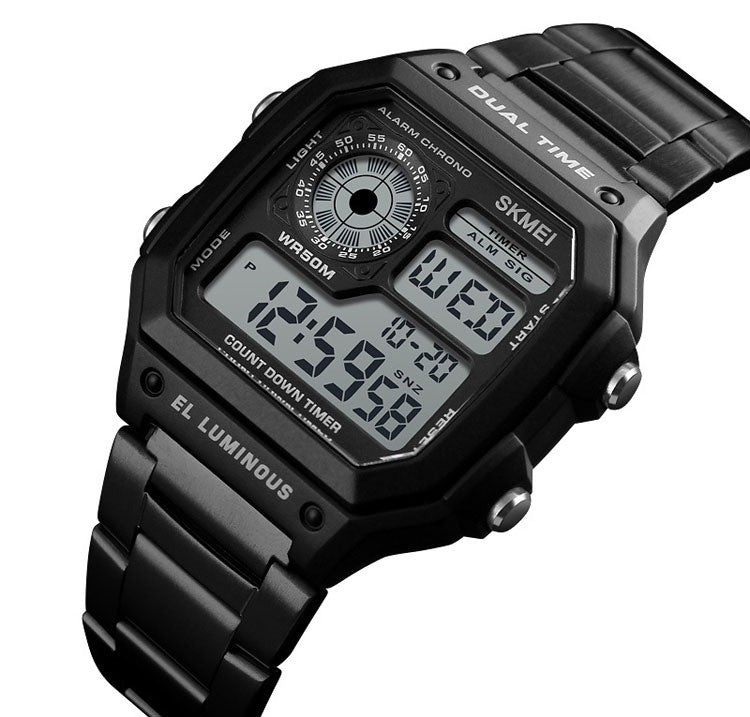 Men Digital LED Watch Date Waterproof Stainless Steel Military Sport Wrist Watch