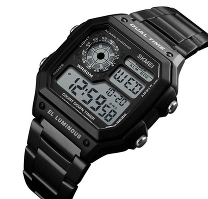 Men Digital LED Watch Date Waterproof Stainless Steel Military Sport Wrist Watch