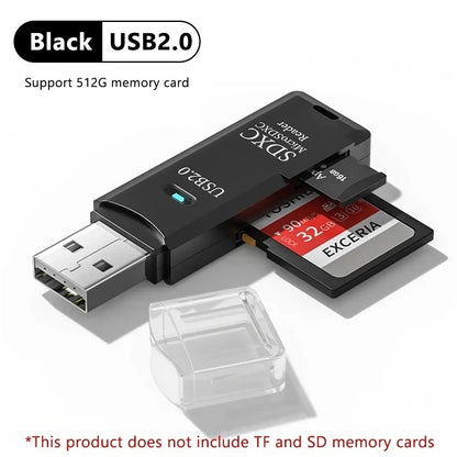 2-in-1 USB 3.0 Card Reader Micro SD TF Memory Adapter for PC Laptop