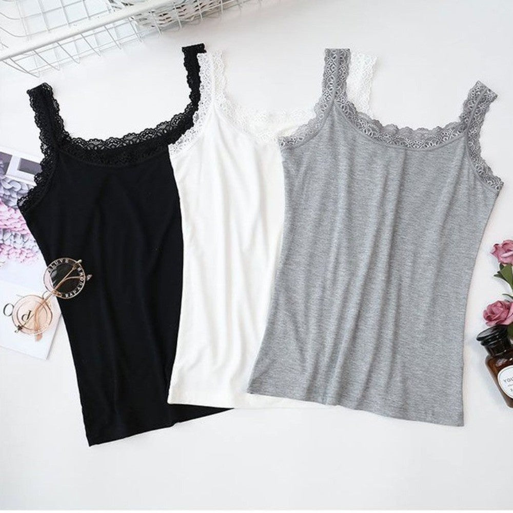 Sleeveless Cami Top Shirt With Lace Fitted Tops Summer Tank Tops  for Women