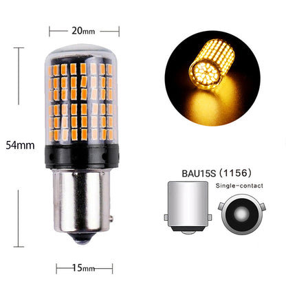 1-4x BAU15S Amber 144 LED Turn Signal Indicator Canbus Bulb 1156 2835 Globe