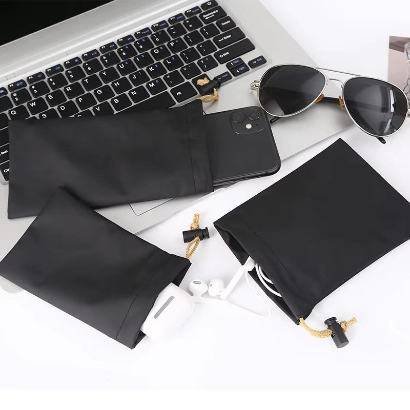 1Pc High Quality PU Leather Soft Headphone Drawstring Bags Headset Earphone Data