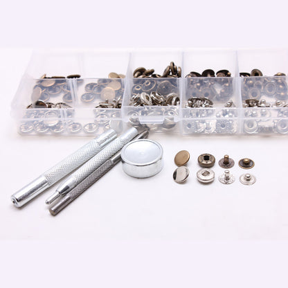 50 sets Studs Kit Buttons Tool Heavy Duty 10/12.5/15/17mm Snap Fasteners Press