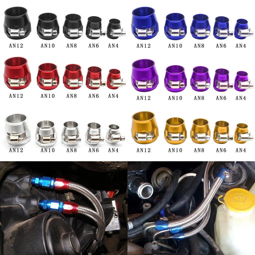 4pcs Hex Hose Finisher Clamp Fuel Line End Trimmer Fitting AN4/AN6/AN8/AN10/AN12