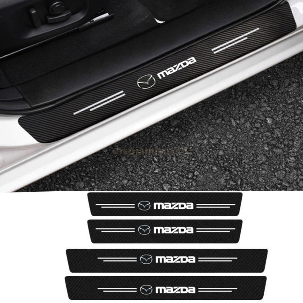 4PCS Car Door Plate Sill Scuff Cover Anti Scratch 3D Decal Sticker Compatible with Mazda