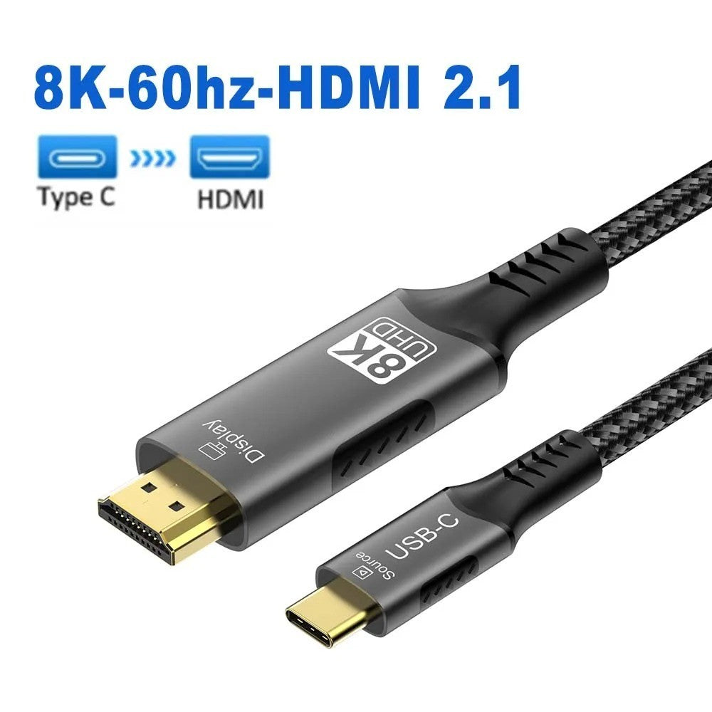 USB C to HDMI Cable 8K@60Hz 4K@120Hz Type C to HDMI-Compatible HDTV Cable for TV