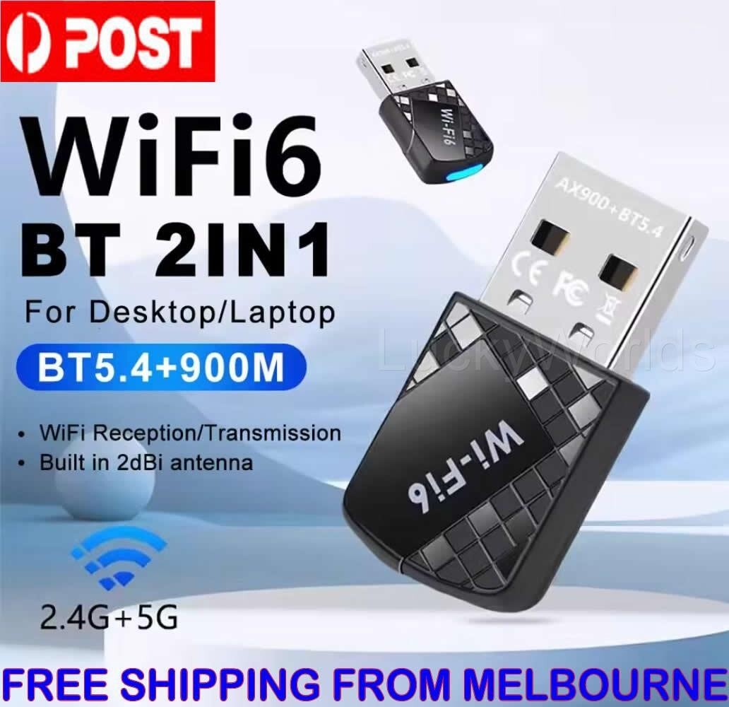 WiFi 6 + Bluetooth 5.4 900M Dual Band 2.4G 5GHz Network Card Dongle Receiver