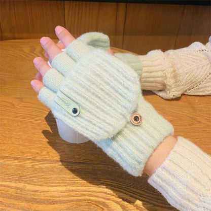 Thicken Plush Mittens Thermal Fingerless Gloves Half-finger Gloves  Winter