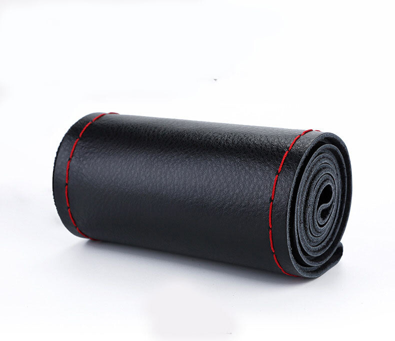 Real Cow Leather DIY Car Steering Wheel Cover Soft Plain 37cm 38cm 15"