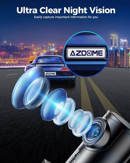 AZDOME 4K+1080P Dual Dash Cam 5G WiFi GPS Front+Rear Parking Mode