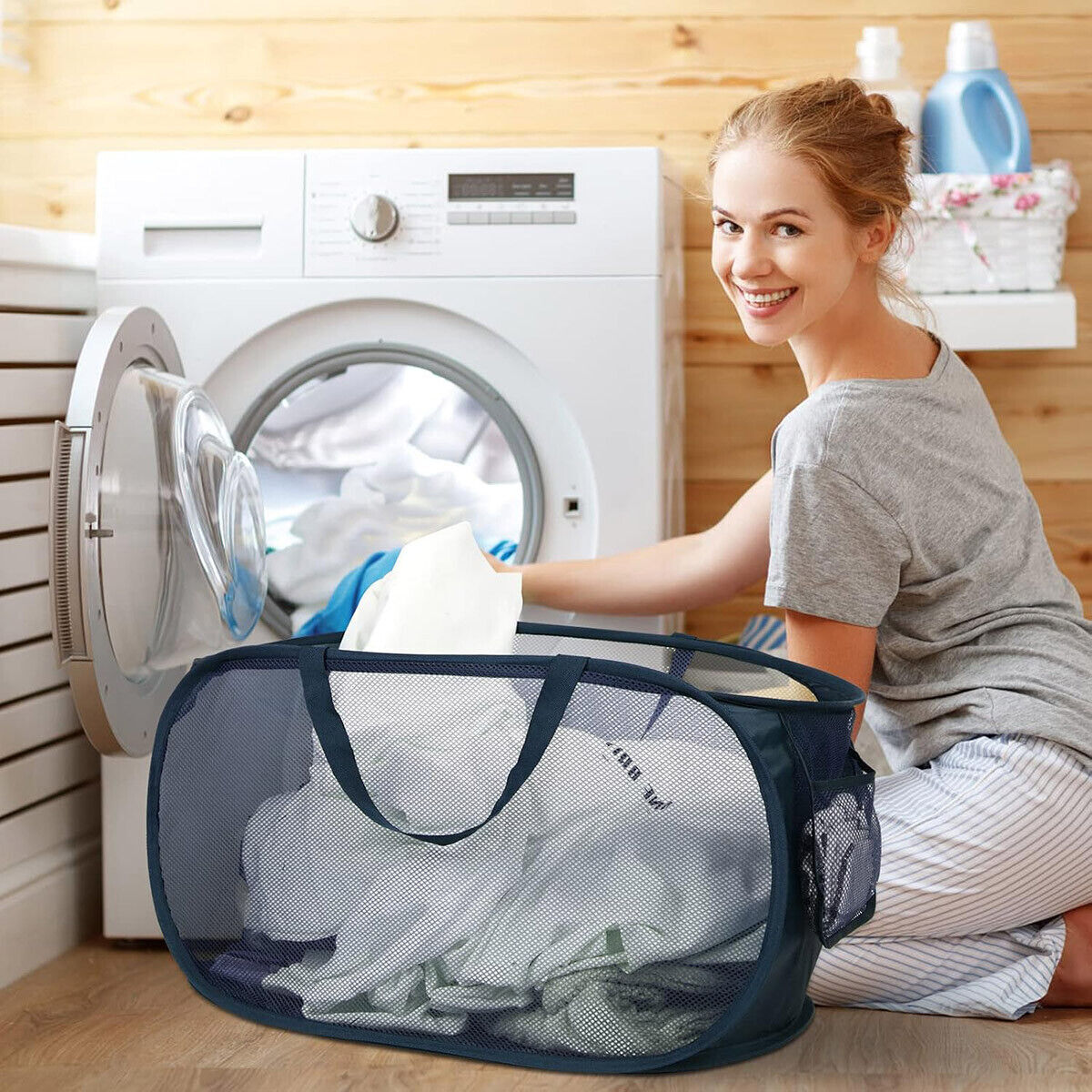 Large Folding Laundry Basket Collapsible Storage Organizer Dirty Clothes Hamper