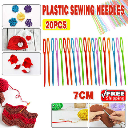 Mix Colour 20PCS Plastic Darning Threading Weaving Sewing Needles Great for Kids