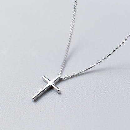 Genuine 925 Sterling Silver Plain Jesus Cross Crucifix Pendant Necklace Women's
