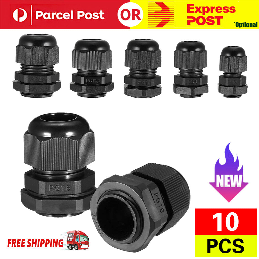 10/50Pcs Waterproof Nylon Cable Gland Kit IP68 Joints Adjustable Locknut Tools