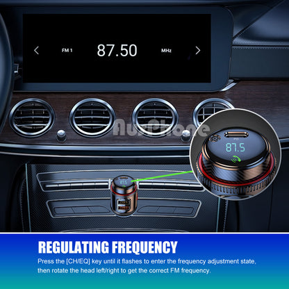 Bluetooth 5.0 Wireless Radio Car FM Transmitter PD Dual USB Charger MP3 Player