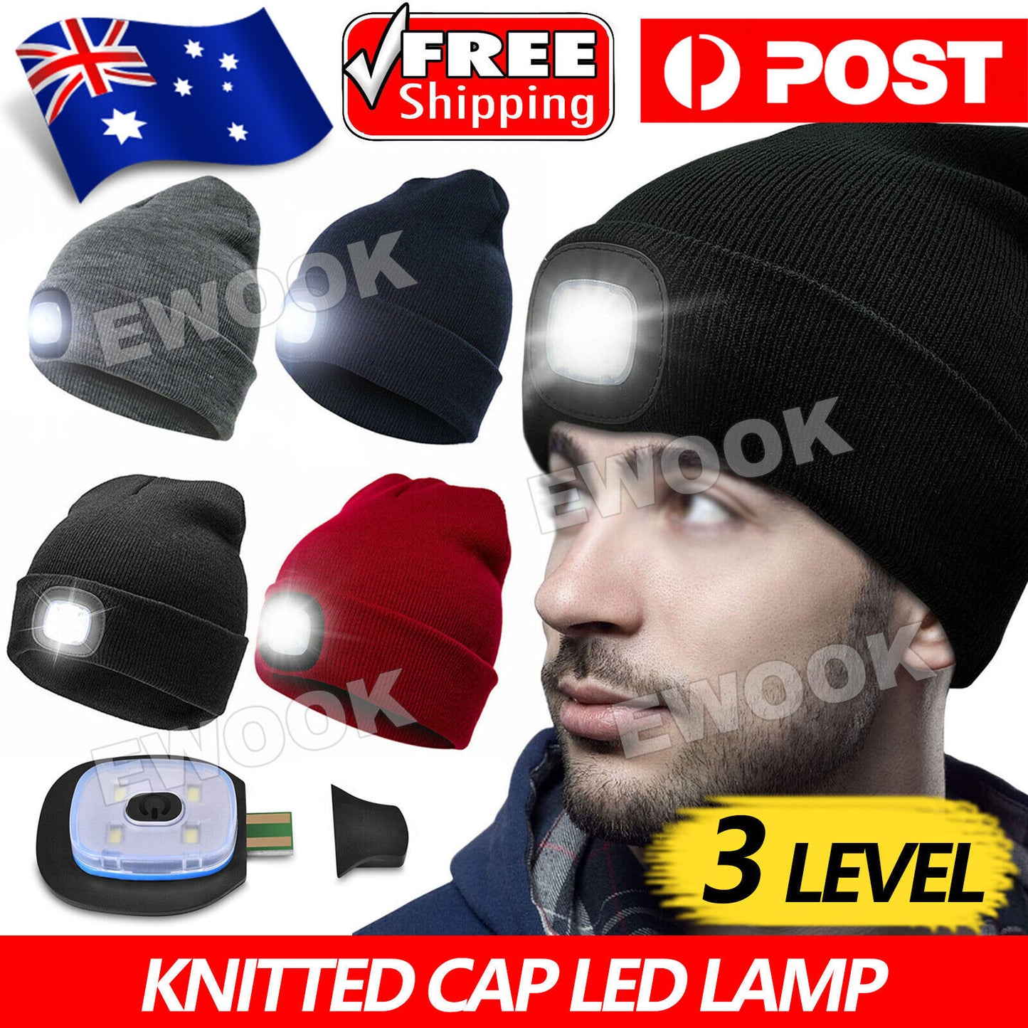 Winter Autumn Warm LED Light Knitted Beanie Hat Men Women With USB Rechargeable