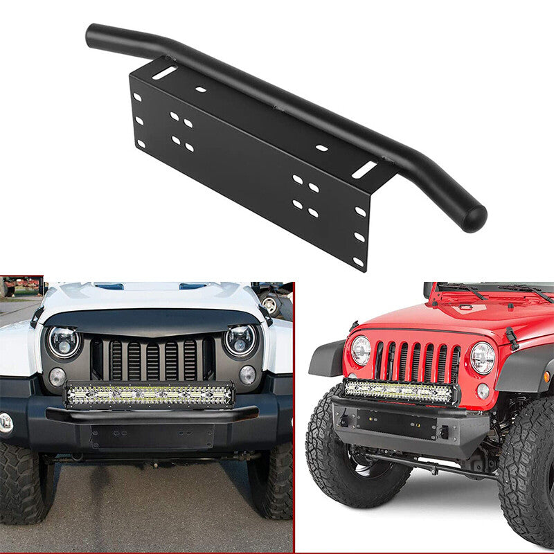 24'' Bull Bar Front Bumper License Number Plate Mount Bracket LED Light Holder