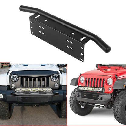 24'' Bull Bar Front Bumper License Number Plate Mount Bracket LED Light Holder