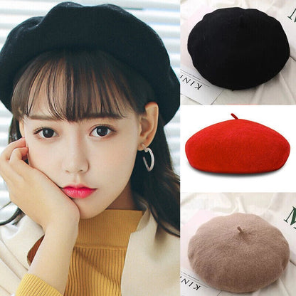 Womens Winter Beanie Beret Newsboy Hat Warm Wool Style Cap Ladies AU Pack Set