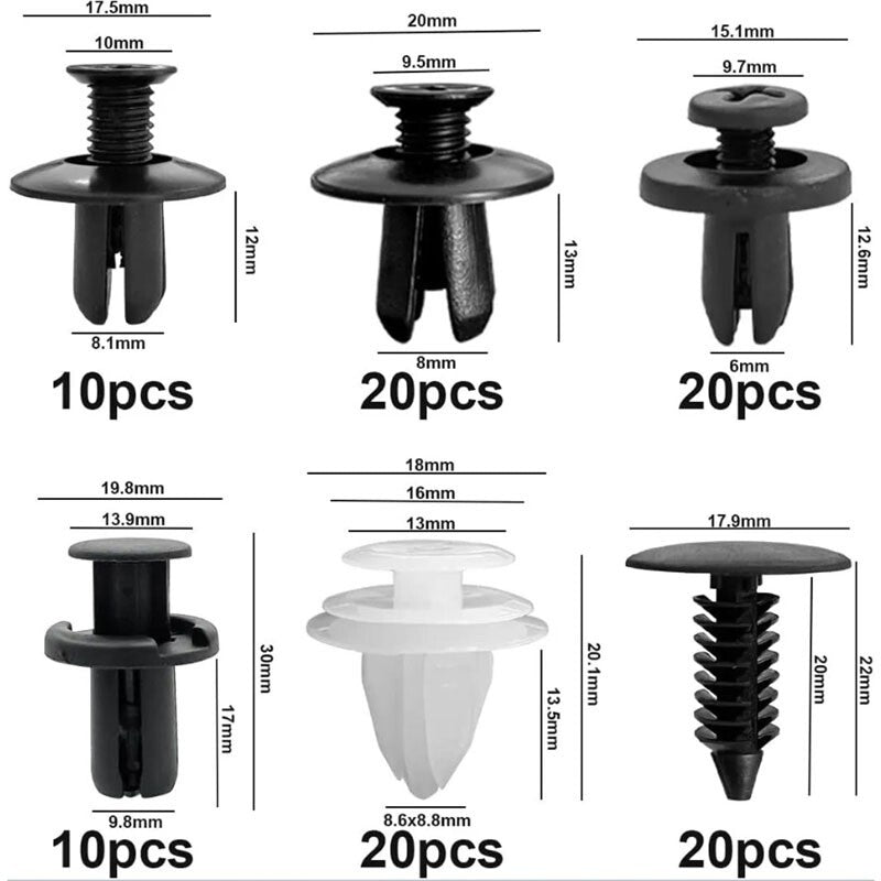 100pcs Car Plastic Clips Scrivet Door Boot Trim Panel Bumper Cover Retainer kit
