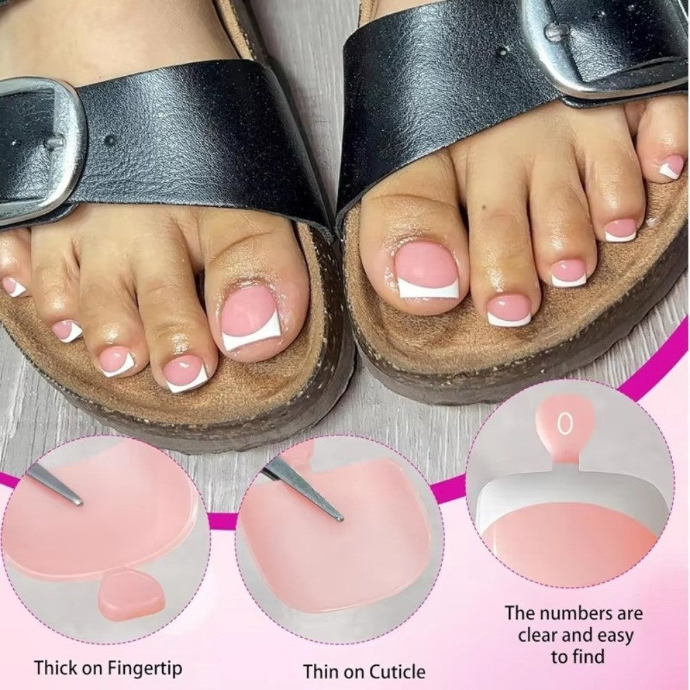 120Pcs Chic French Short Tip Toenail Press on Fake Toe Nails  Nails Art