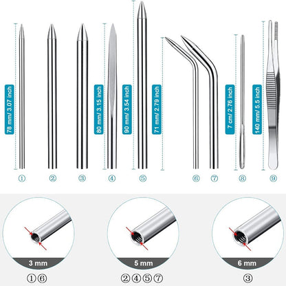 Aluminum Alloy Paracord Fid Set Stainless Steel Marlinspike Set  Leather Tools