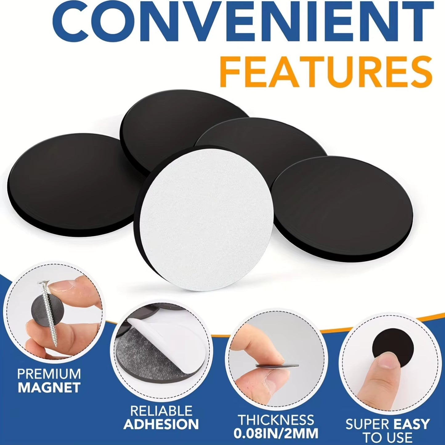 Easy-Peel 0.8" Magnetic Dots - Strong Adhesive, Flexible Sticky Magnets for Phot