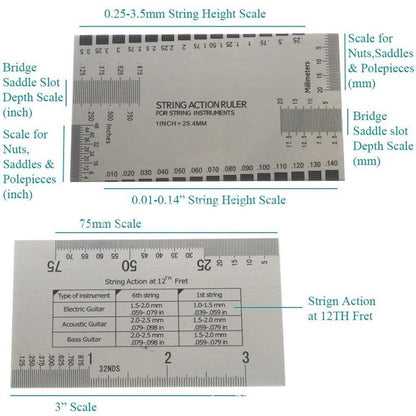 Tool Guitar Measuring Luthier Caliper Height Measurement String Gauge Ruler