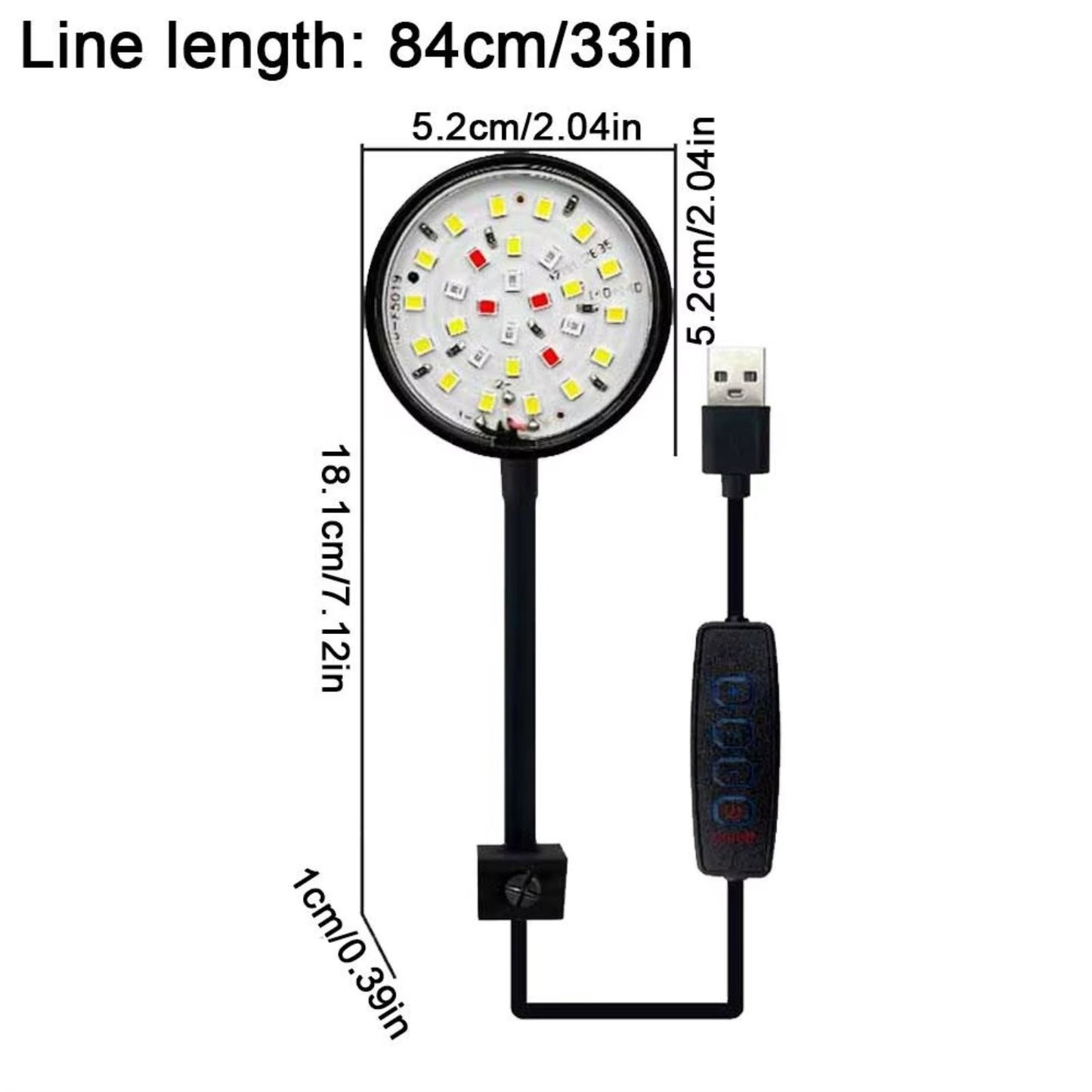 5W/7W Clip On LED Aquarium Light Small Fish Tank Light USB Dimmable Moving Lamp