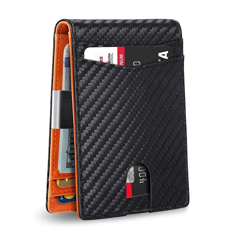 Wallet RFID Blocking Mens Slim Wallet with Money Clip Leather Wallet Anti-scan