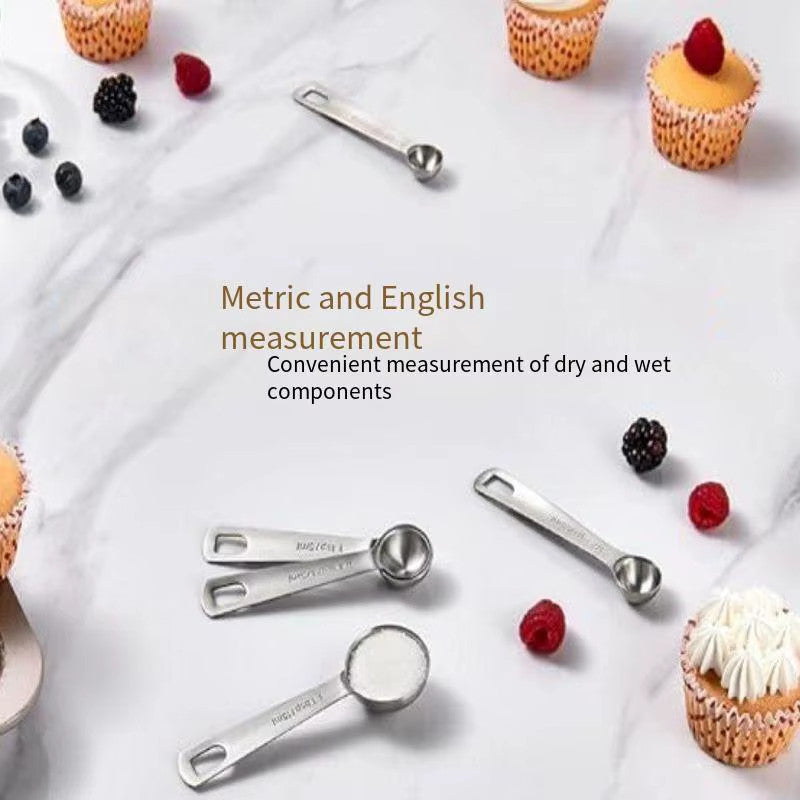 6-Piece Set of Stainless Steel Measuring Spoons for Baking Tools, Baking Scale M