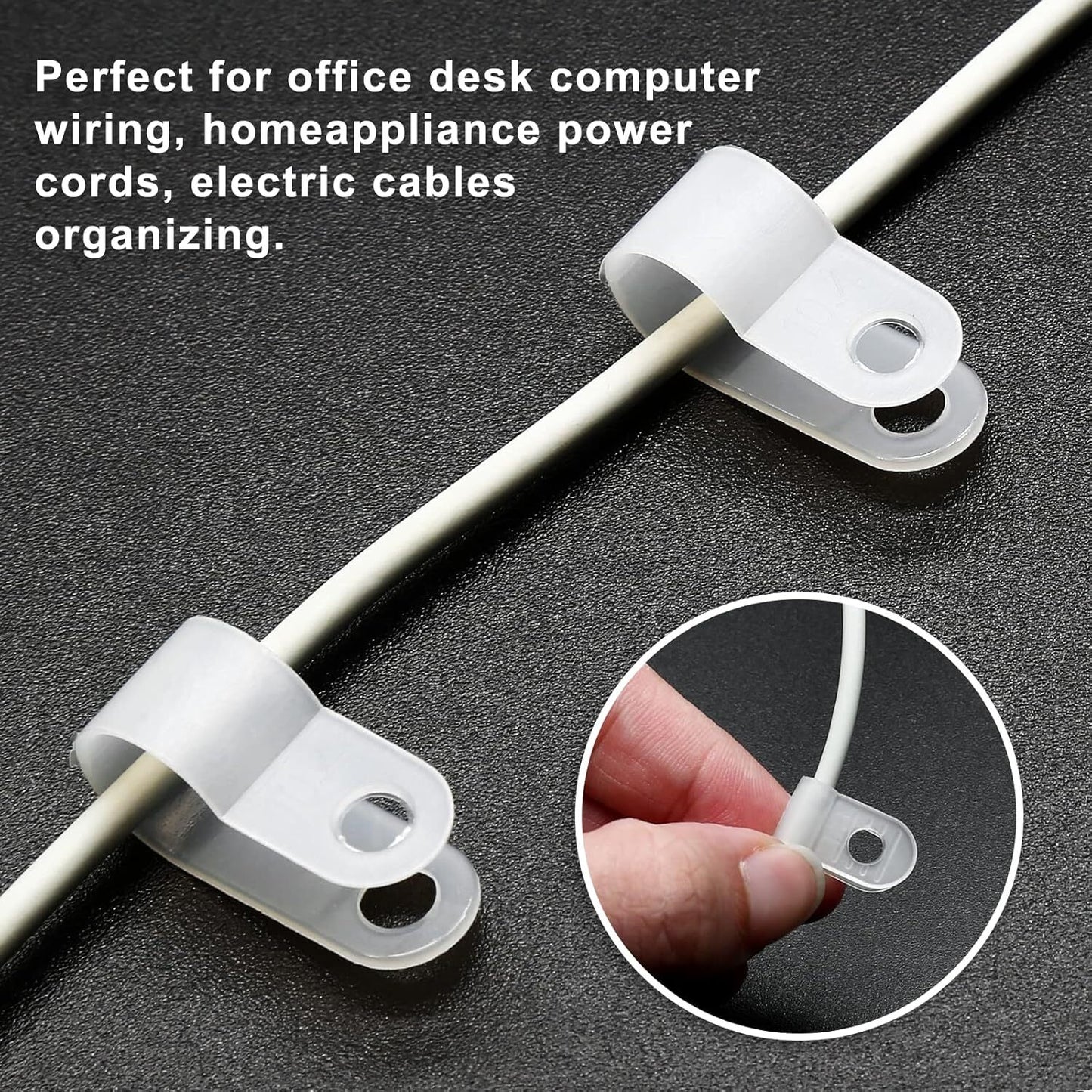 100 X White 6.4mm P Clamps Cable saddle clips R-Type Nylon Plastic Clamps 100pcs