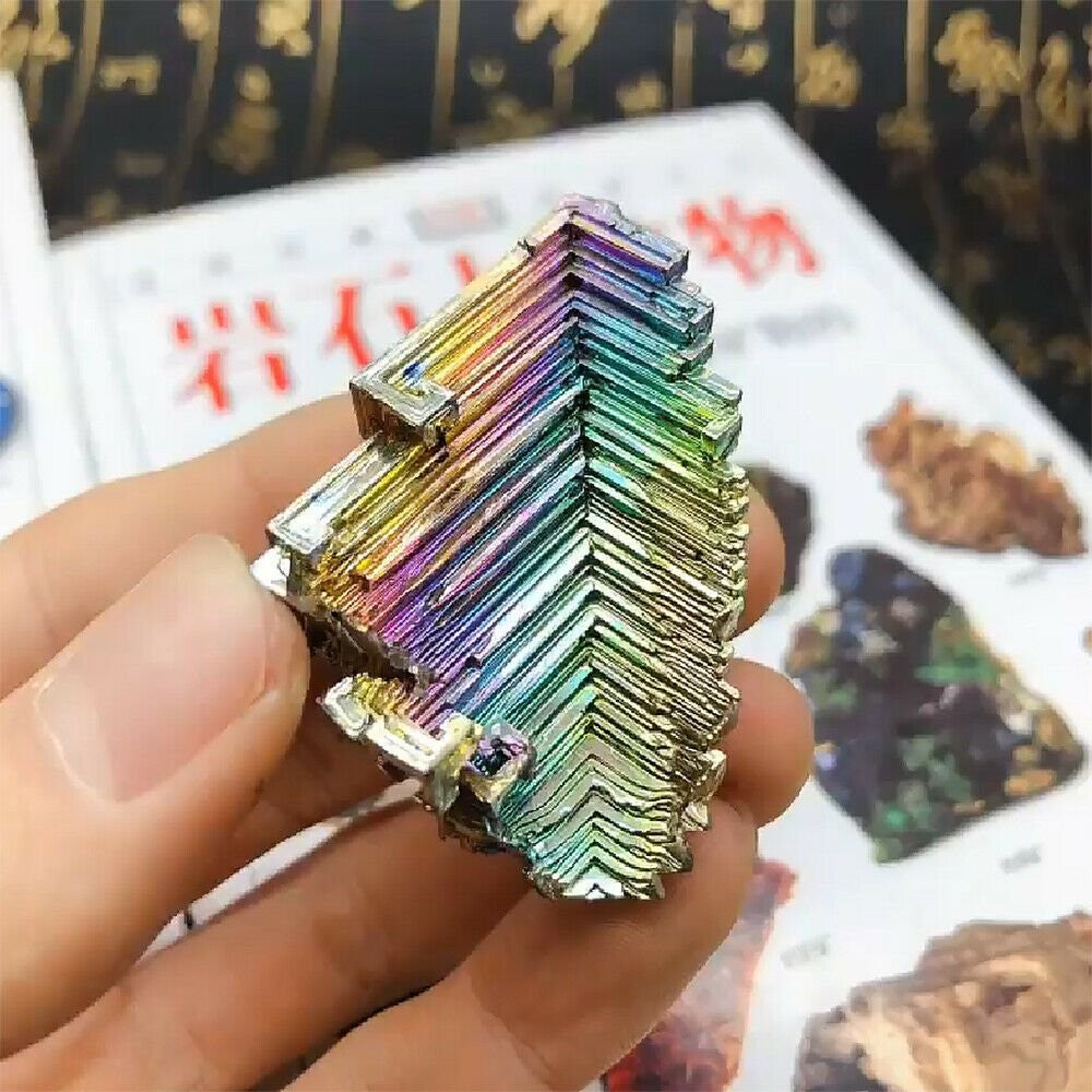 2X Rainbow Titanium Specimen Mineral Bismuth Crystal Quartz Gemstone Decor Gifts