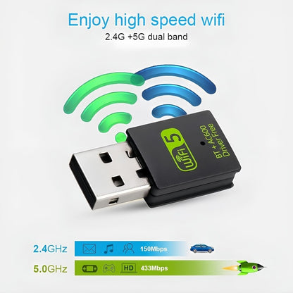 600Mbps USB 3.0 Wireless WiFi Receiver Bluetooth Adapter 5GHz Dual Band Dongle