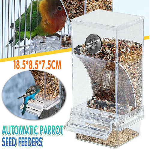 No Mess Automatic Bird Feeder Transparent Food Container Cage Parrot Feeder Accessories for Small Birds Parrot