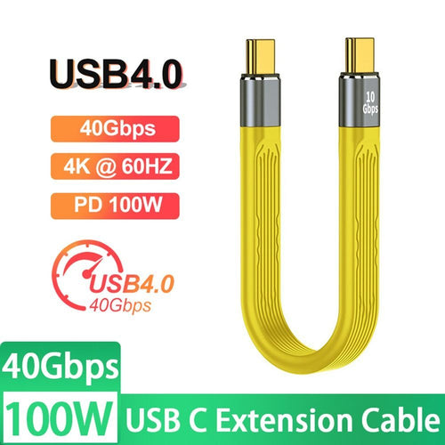 QC4 40Gbps PD 100W Type C Data Cord Fast Charging Cable Short USB C Cable