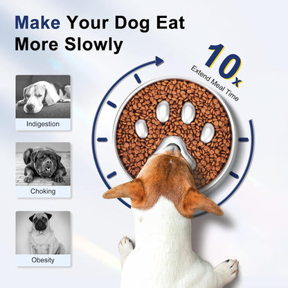 Feeder Bowl Stainless Dish Puppy Dog Pet Cat Slow Food Bowl Non-Slip Feeding AU
