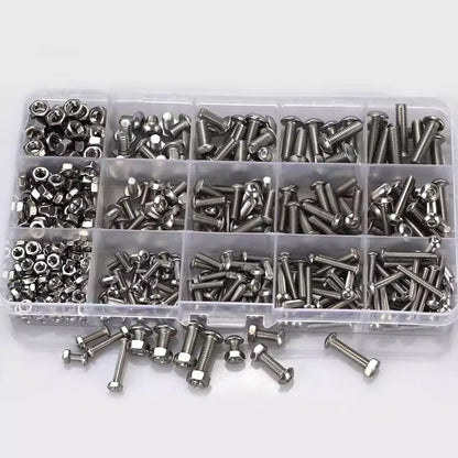 500PCS M3 M4 M5 Stainless Steel Hex Button Head Screw Bolt Nut Set Kit Bolt Kits