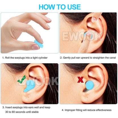 12Pcs Soft Silicone Ear Plugs Comfortable Adjustable Sleep Anti Snore Moldable
