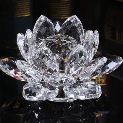Feng Shui Quartz Crystal Lotus Flower Crafts Glass Paperweight Ornament Figurine