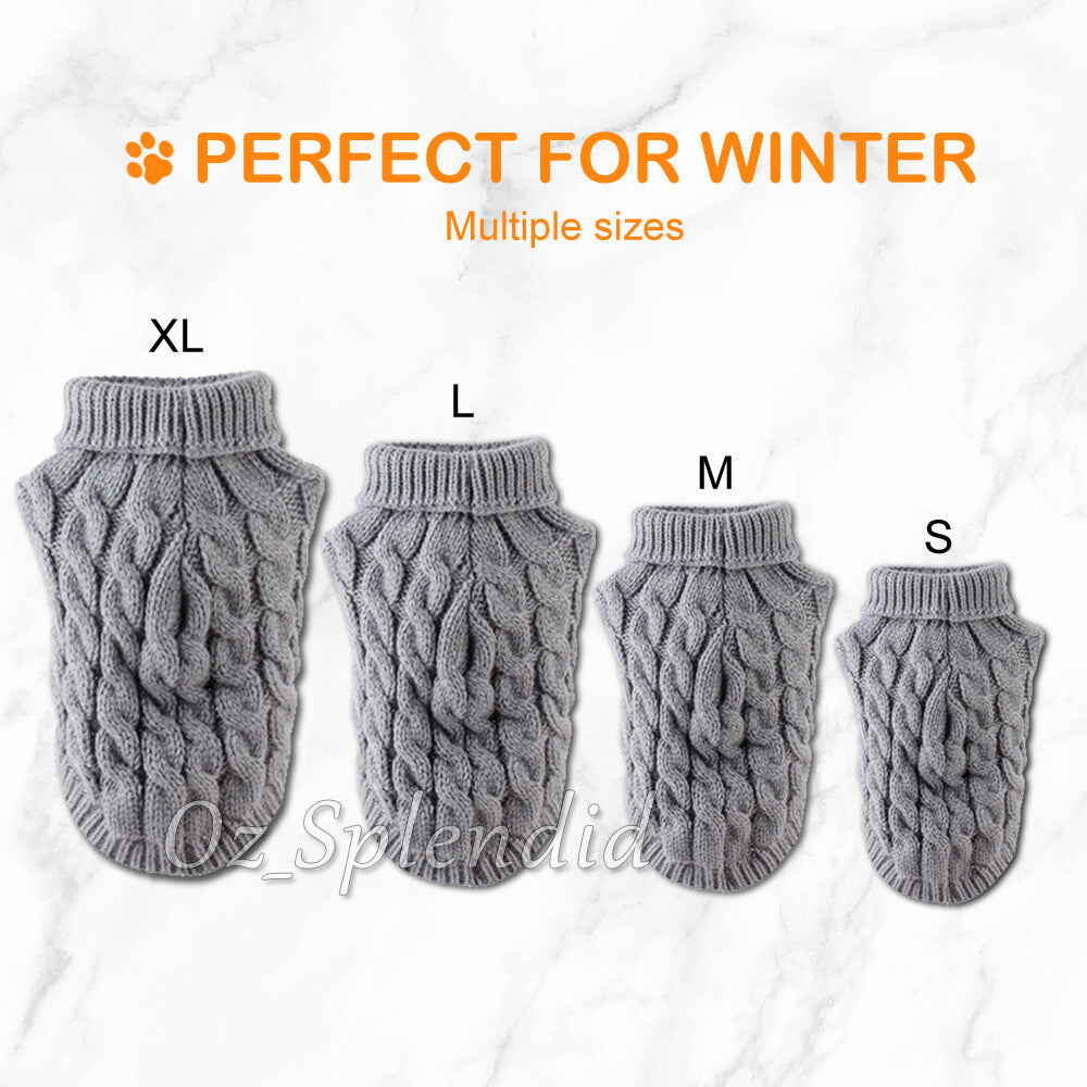 Puppy Dog Jumper Winter Warm Knitted Sweater Pet Clothes Dogs Coat Thermal AU