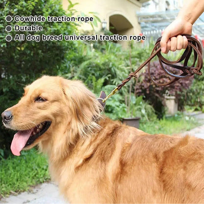 Leather Dog Leash Handcrafted Braided Lead 1.5M Strong Pet Training Walking AU